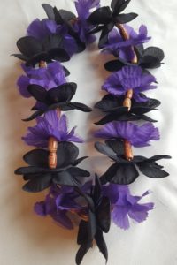 Beaded Lei - Black and Purple