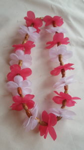 Beaded Lei - Bright Pink and White