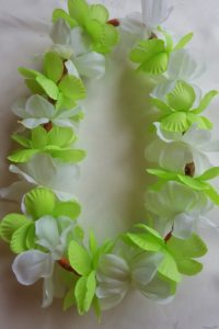Beaded Lei - Light Green and White