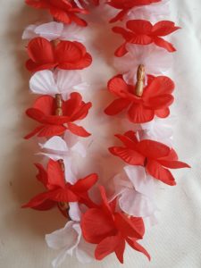 Beaded Lei - Red and White