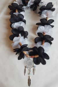 DreamCatcher Beaded Lei - Black and White