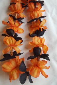 Beaded Lei - Black and Orange