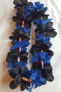 Beaded Lei - Black and Royal Blue